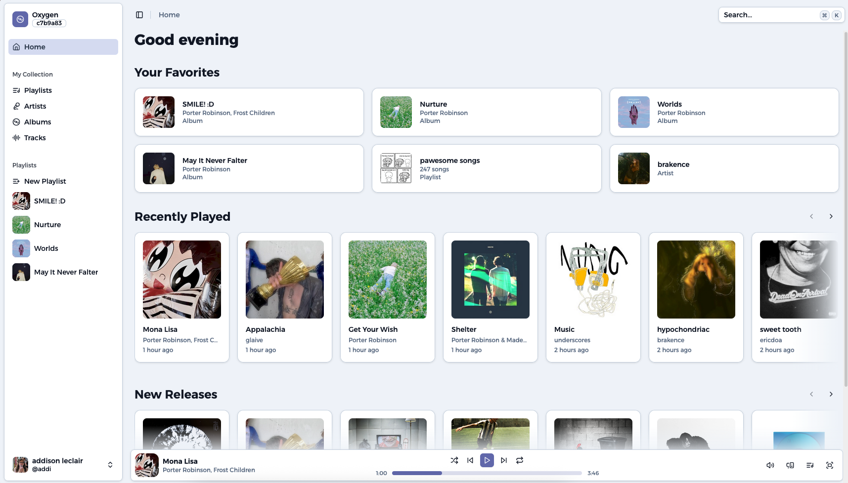 screenshot of oxygen home page